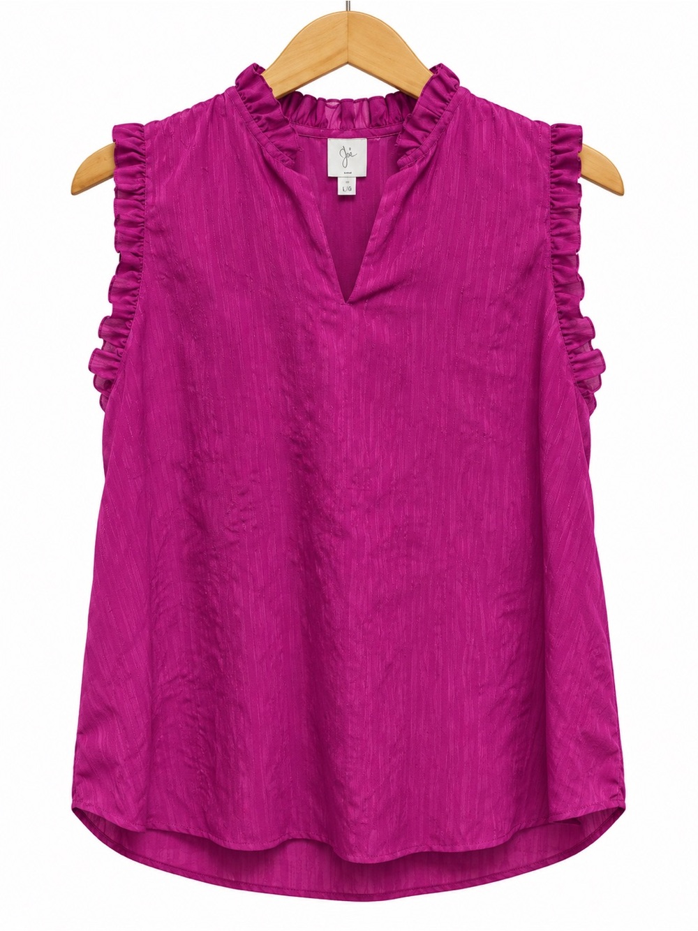 Joie Fuchsia Pink Ruffle Sleeveless Blouse Top Size L Large